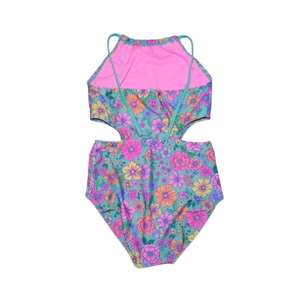 Girls One Piece Swimsuit, Floral Print and Pink, Size XL (14), Cat & Jack, NWT - Picture 2 of 9